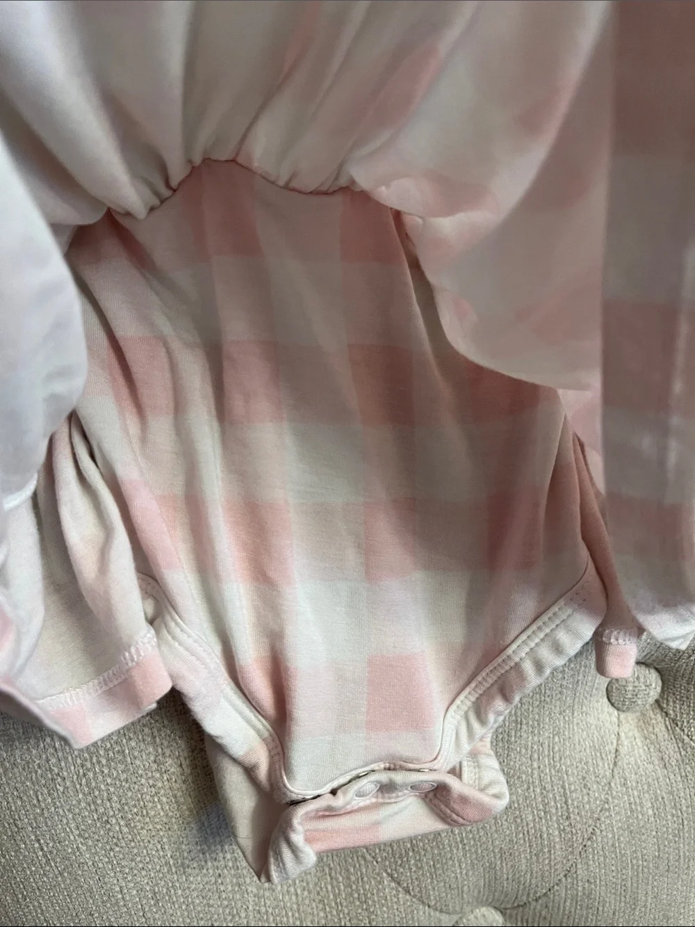 Little Sleepies Play 0-3 Mnths pink  & White Gingham Baby Dress Romper